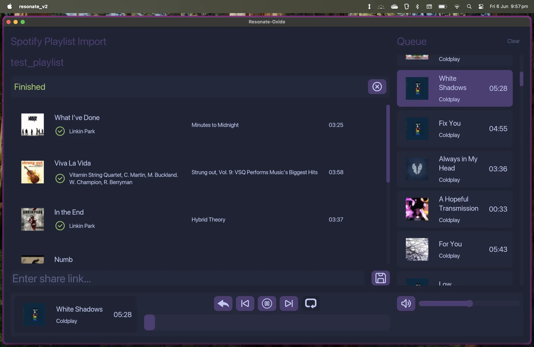 Spotify playlist import succeeded